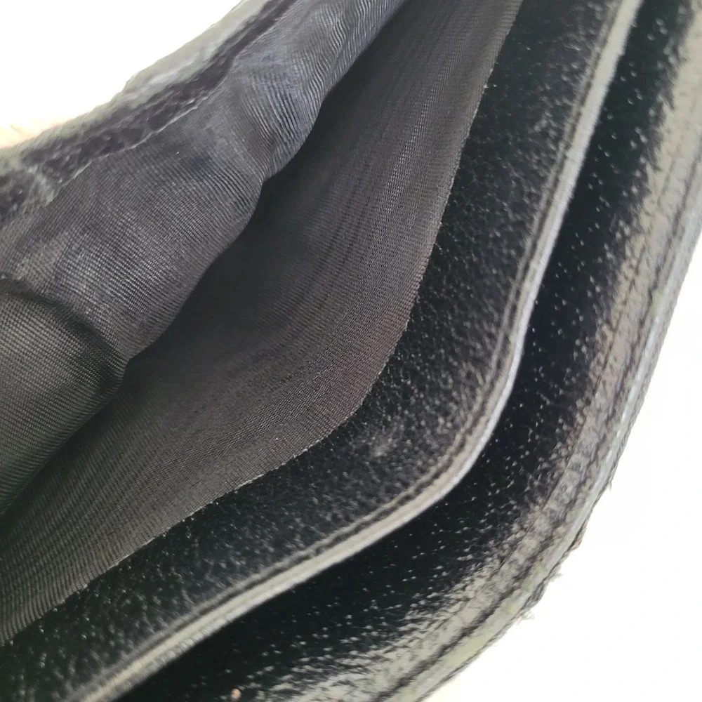 Gucci GG Monogram Canvas Bifold Wallet Black Silver Logo Hardware Made in Italy